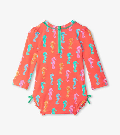 Printed Sea Horse Baby Rashguard Swimsuit