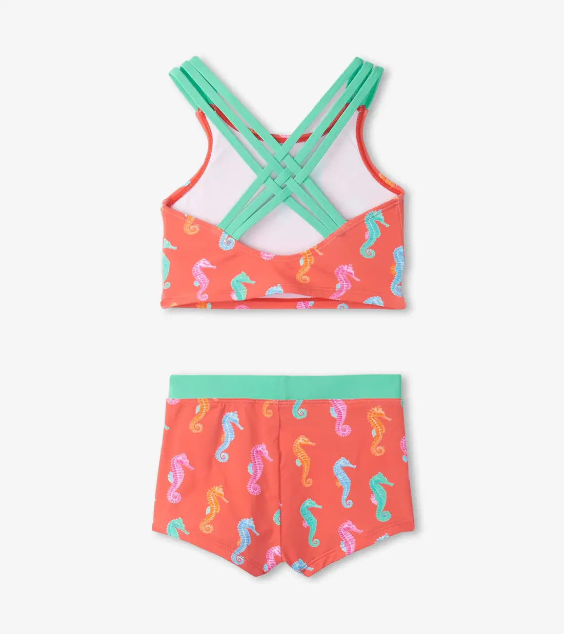 Painted Sea Horse Two Piece Short Swimsuit